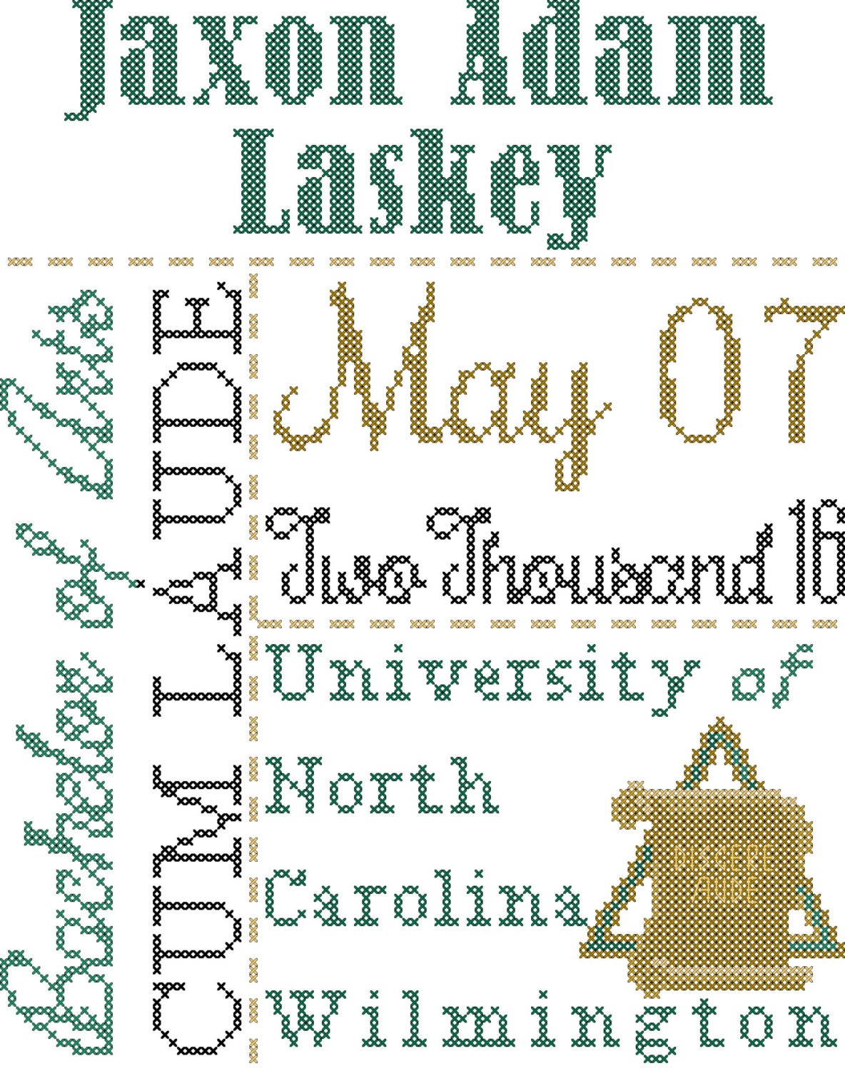 Modern Graduation Cross Stitch Pattern/Graduation Cross Stitch