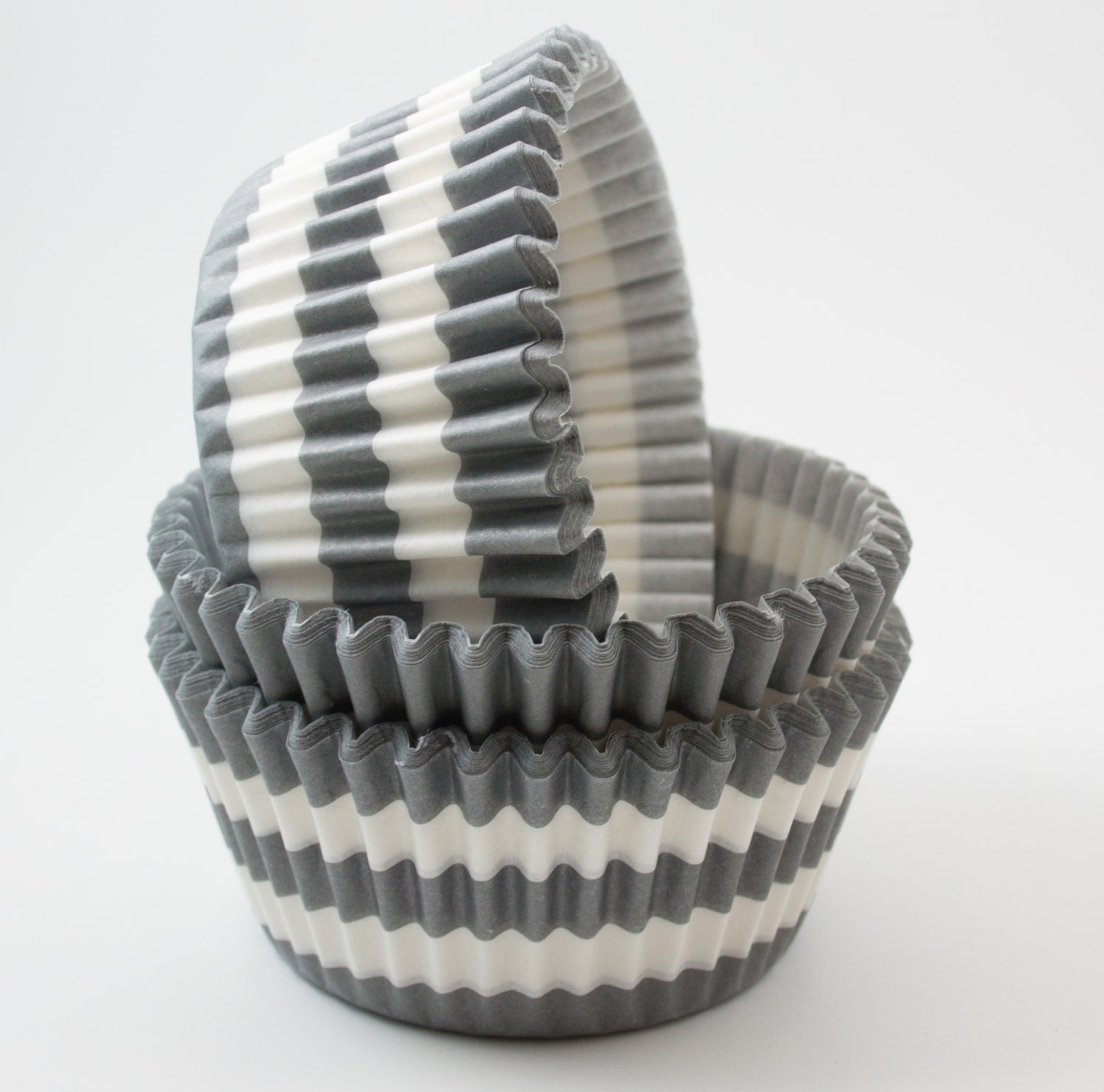 Gray Stripe cupcake liners approx 40 ct Rugby by isakayboutique