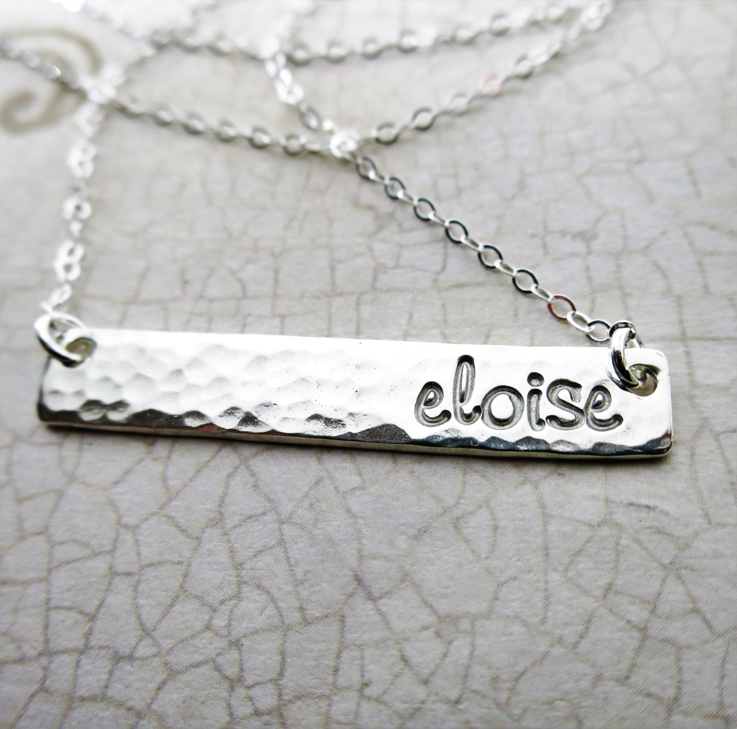Name Necklace Sterling Silver Bar Necklace Silver Name Bar