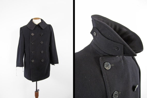 Vintage Military Pea Coat Streaming Squirt