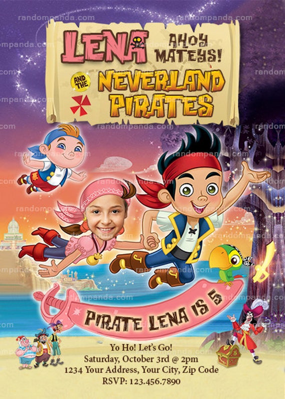 Personalize Jake and the Neverland Pirates Invitation, Pirate Izzy Birthday Invite Il_570xn