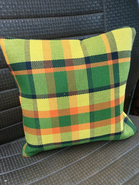 Yellow Westfalia Plaid Pillow small