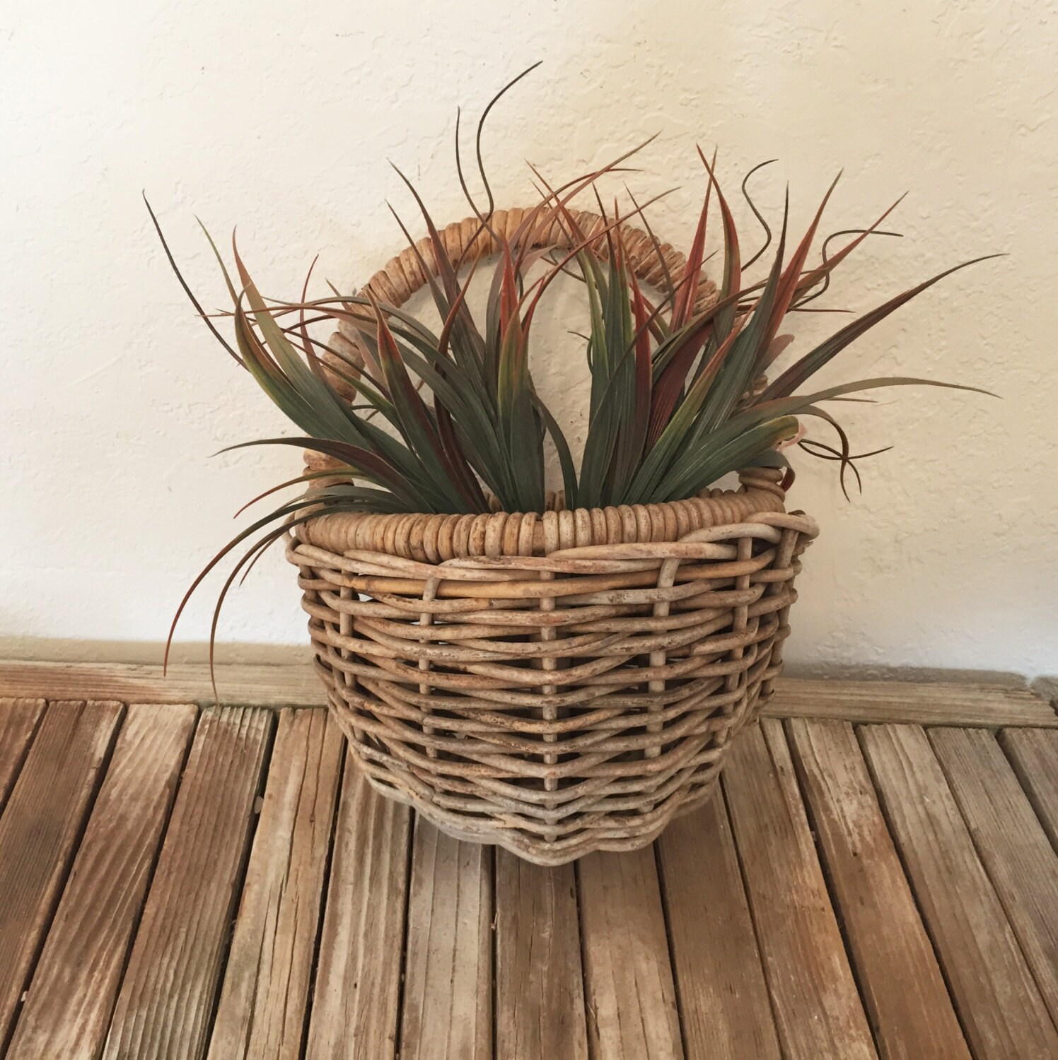 Primitive Hand Woven Basket Wall Hanging
