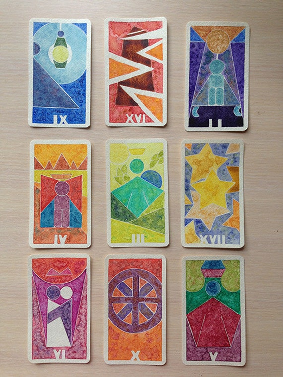 Items similar to Original hand painted Tarot Cards Deck, Major Arcana, handmade Tarot