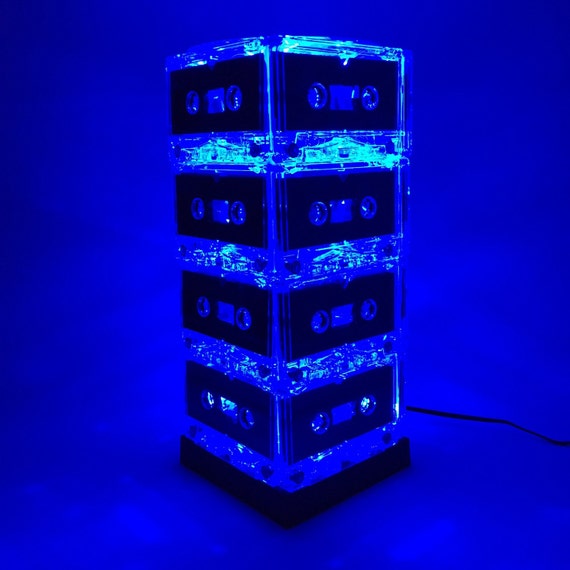 Upcycled Lighting LED Lamp color changing Mixtape Cassette Tape Night Light Mood Light Lamp 10" Pink Mixtape Cassette Tape Light Il_570xn