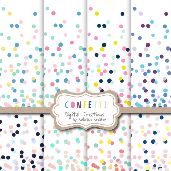 Confetti Digital Paper Set Confetti Pattern by CollectiveCreation