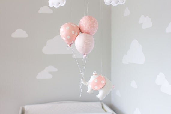 Pink elephant baby mobile mädchen kinderzimmer von sunshineandvodka