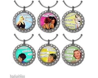 Wine glass charms,Sassy ladies wine glass charms