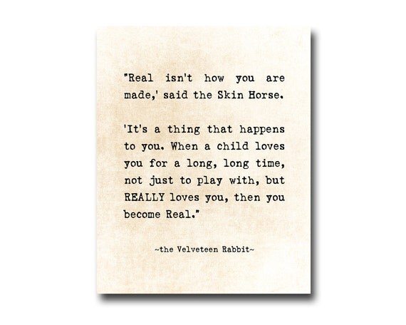 Velveteen Rabbit Quote Margery Williams Literary Print