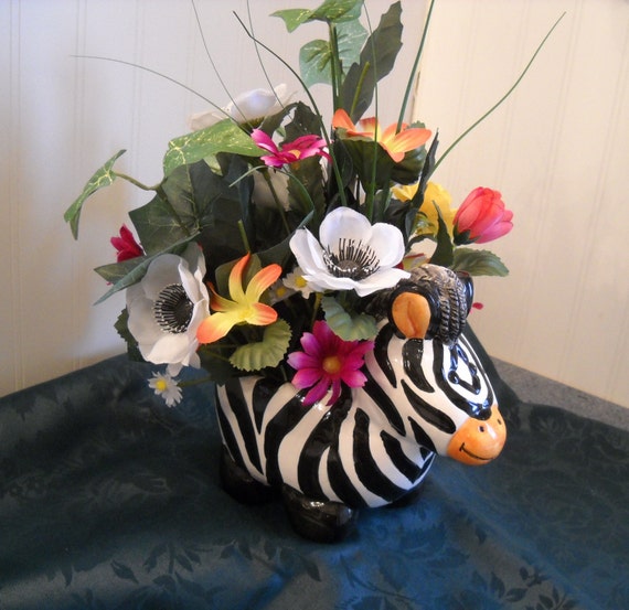 Zoey the Zebra Flower Arrangement Centerpiece
