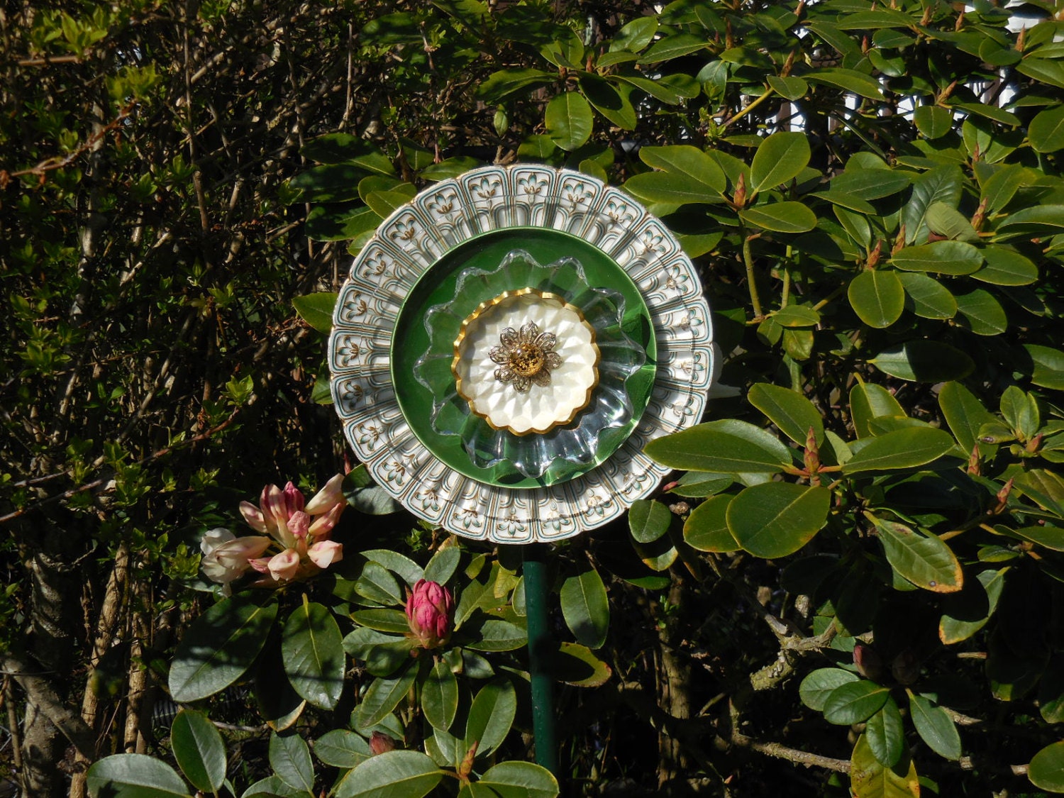 Glass Plate Garden Art Fantasy Flower For By Theeverlastinggarden