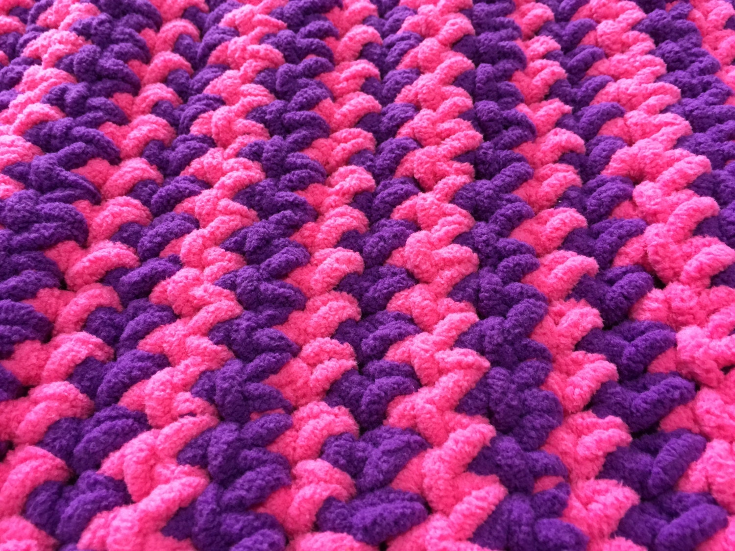 Pink and Purple Crocheted Blanket Sz 50x 36