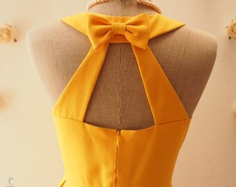 Yellow Prom Dress Sundress Audrey Hepburn Yellow Party Dress Mustard Dress Backless Dress Yellow Bridesmaid Wedding Summer Dress Love Potion