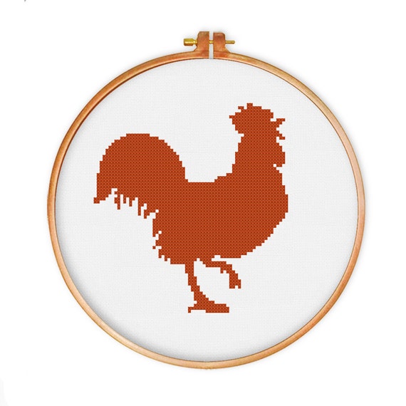 Rooster counted cross stitch pattern Instant Download cute