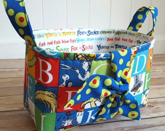 Fabric storage basket, fabric organization basket, Dr. Seuss, Dr. Seuss nursery, Cat in the hat, Dr. Seuss Teacher gift, nursery storage