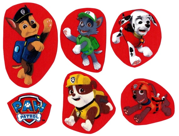 6 Paw Patrol iron on appliques DIY