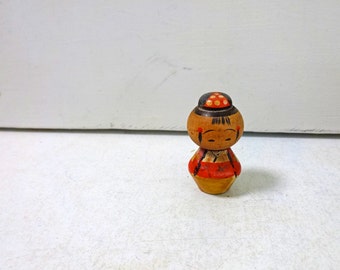 1.3in Vintage Japanese Miniature Wood KOKESHI Doll