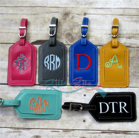 Bag tag luggage tag Personalized embroidered custom leather