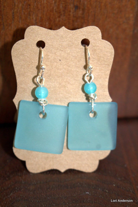 Items similar to Beach Glass Earrings in a beautiful Ocean Blue! on Etsy