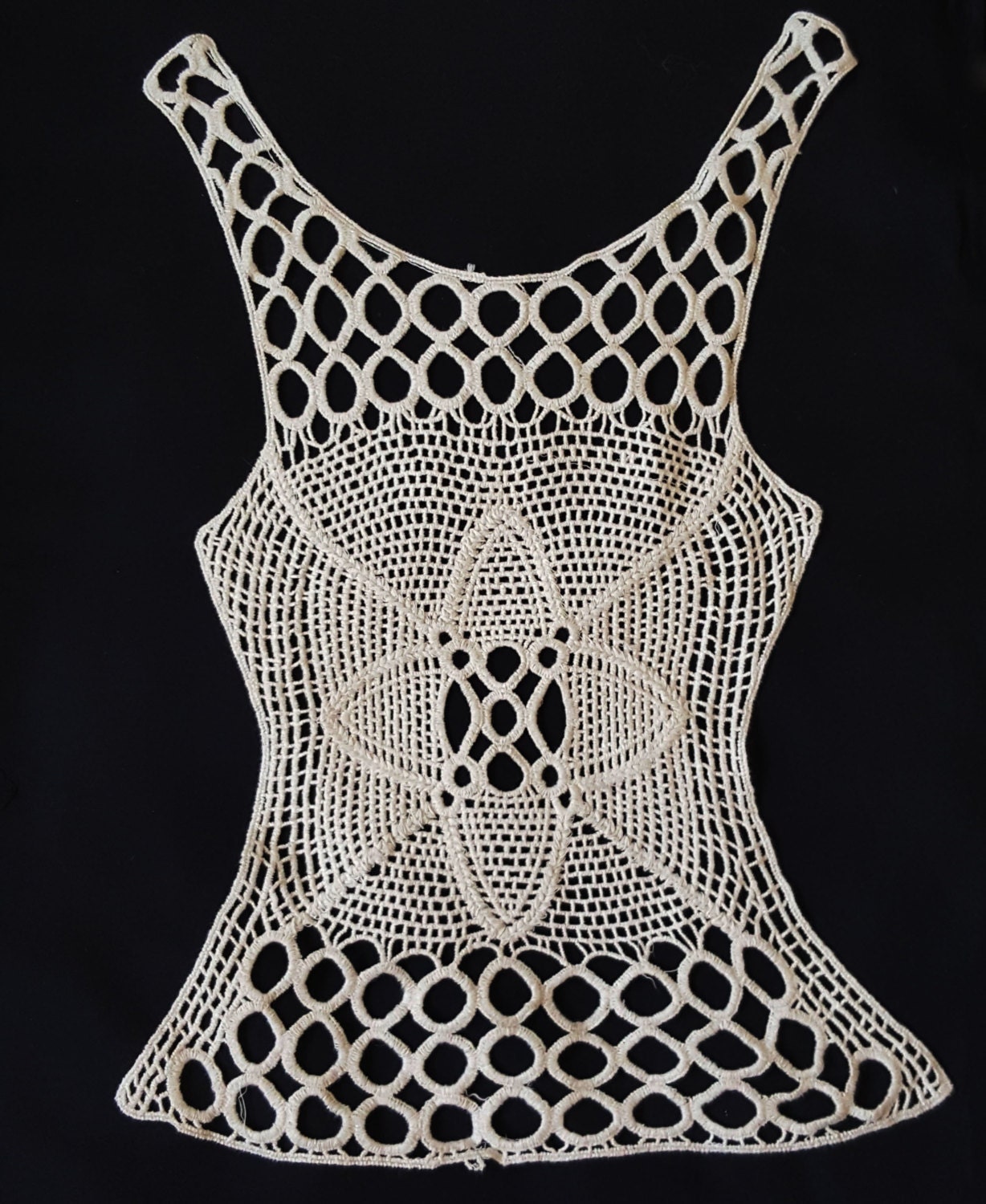 Ivory Lace Crocheted Garment Yoke Applique Front Yoke Collar