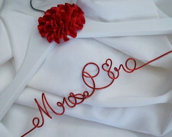 Bridal Gown Hanger With Satin Flower, Personalized & Customized Colors