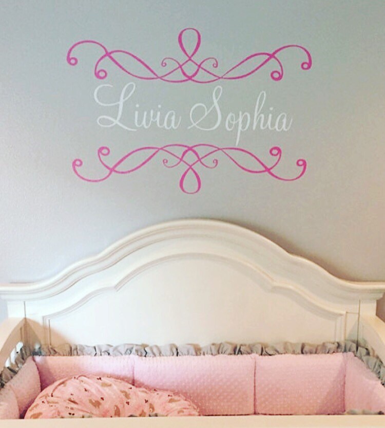 Elegant Scroll Vinyl Decal Personalized Large Vinyl Wall Name