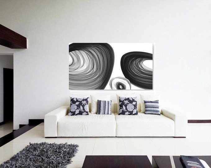 Abstract Black and White 48-28. Contemporary Black White Abstract Wall Decor, Large Contemporary Canvas Art Print up to 72" by Irena Orlov