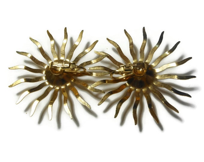 FREE SHIPPING Sarah Coventry earrings, 1959 Fascination probably not Dainty Fascination, large 2" starburst clip earrings, crystal center