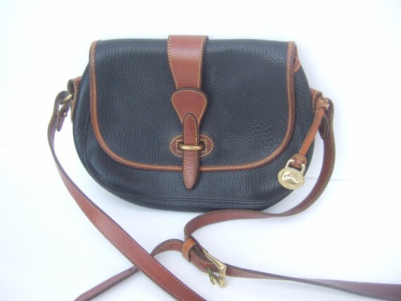 Dooney & Bourke Black and Brown Leather Saddle Shoulder Bag