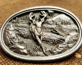 1983 Bergamot brass works buck belt buckle made USA