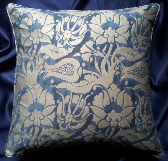 Fortuny Fabric Throw Pillow Cushion Cover Midnight Blue