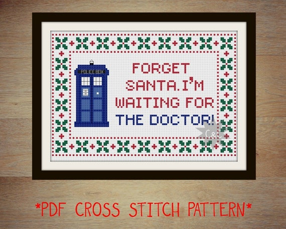 Download Doctor Who Christmas cross stitch sampler PDF pattern