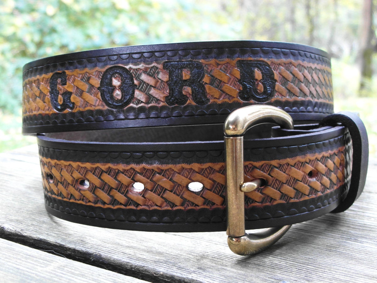 Personalized Leather Belt Engraved Leather Name by HiHorseRanch