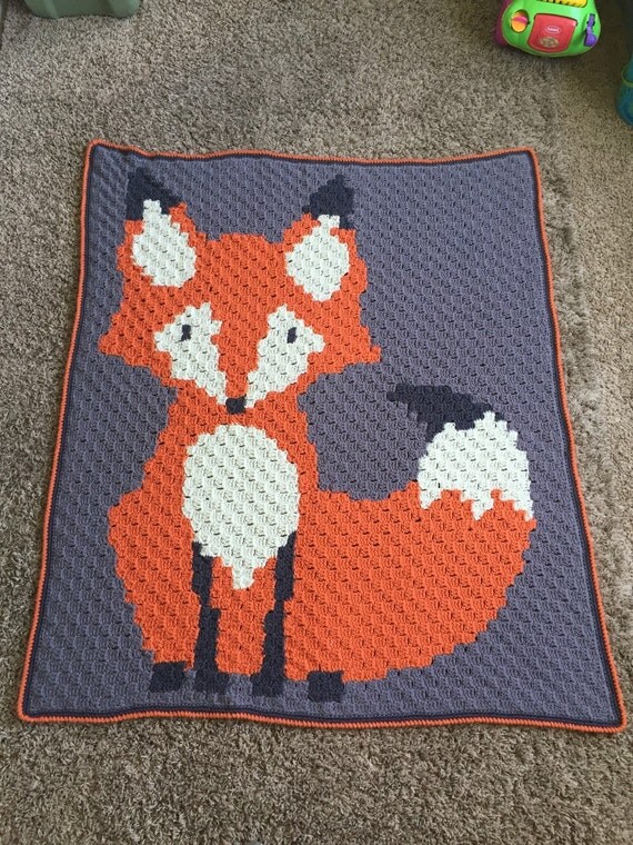 Crocheted Fox Baby Blanket