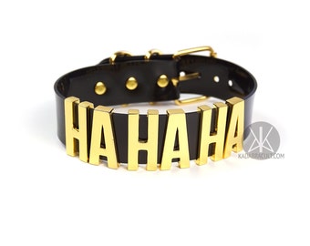 Joker "HA HA HA" Choker | Jared Leto Joker Cosplay | Suicide Squad Movie | Halloween Costume | Pop Culture | Comics | Big Letters - Gold
