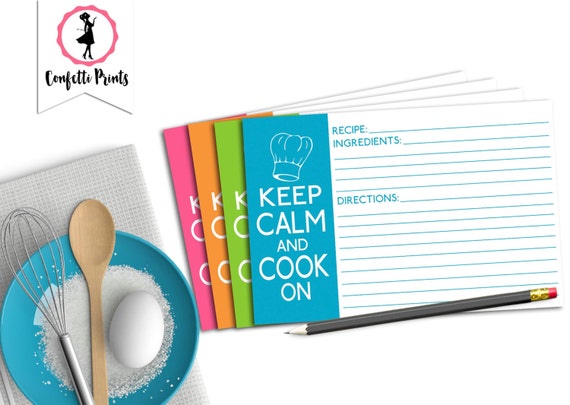 Recipe Card | Recipe Cards | Printable | Instant Download | Bridal Shower Recipe Card - KEEP CALM And COOK | British Il_570xn