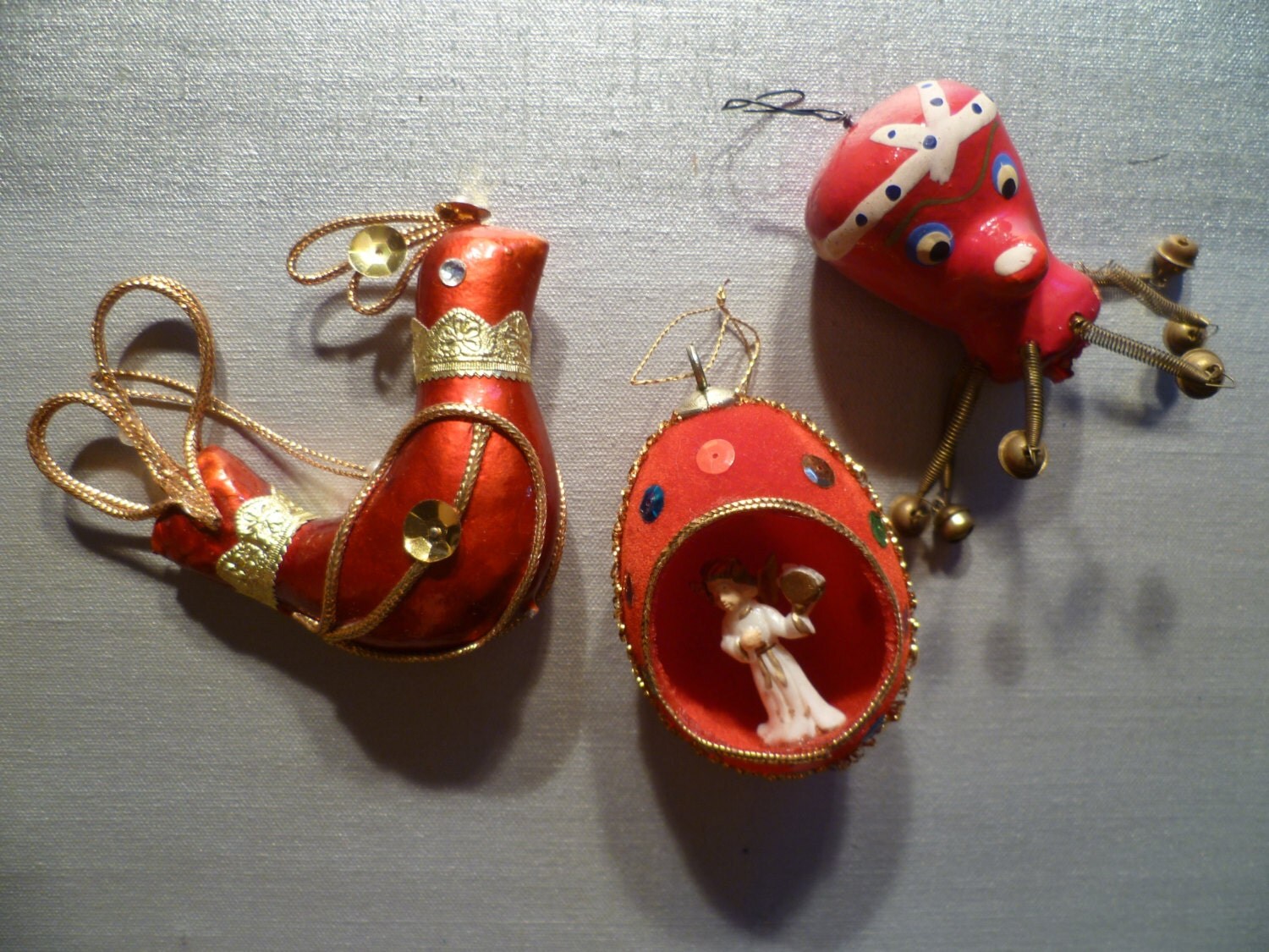 3 vintage christmas ornaments red tree decoration japan 3 vintage christmas ornaments red tree decoration japan