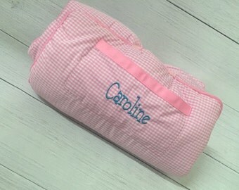 Mudpie Monogrammed Nap Mat - Gingham Nap Mat - Girls Napmat, Preschool Nap Mat