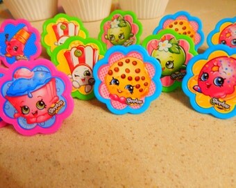 36 Shopkins Cupcake Topper Rings Birthday Party Decoration