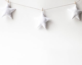 Star Garland, Wall Decor, Baby Bunting, Gender Neutral Nursery Decor, Baby Room, Toddler Room, Kids Room, White, Custom