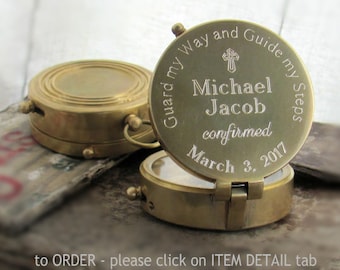 Confirmation Gift. Engraved Compass. Confirmation Gift Boy. Godparents Gift. Working Compass. Custom. Personalized.