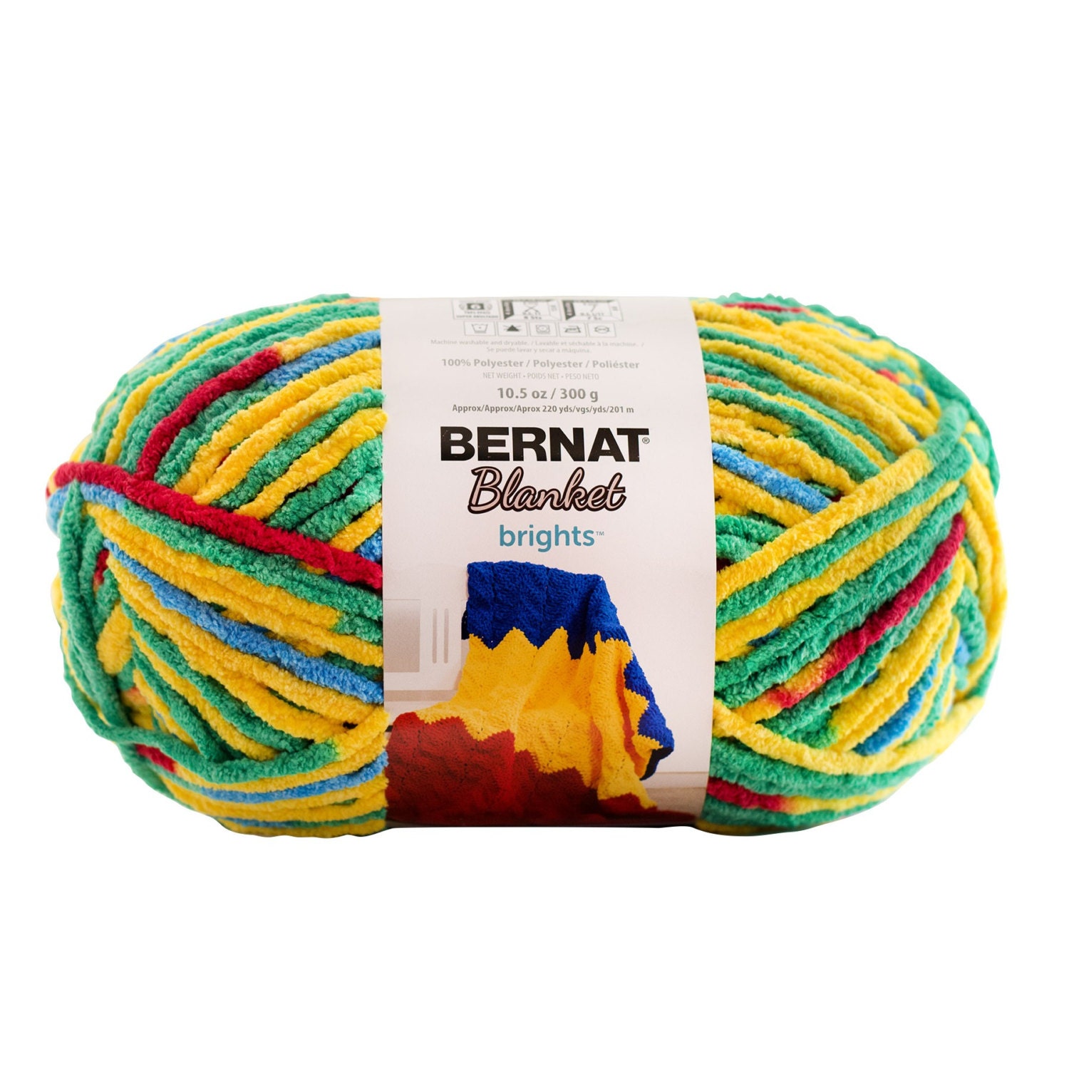 Bernat Blanket Brights Yarn Rainbow Shine Variegated Large