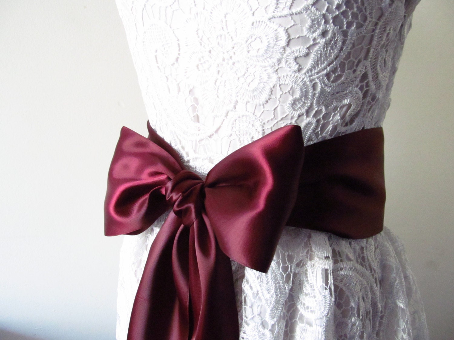 Burgundy Satin Ribbon Sash / Burgundy Ribbon Sash / DIY