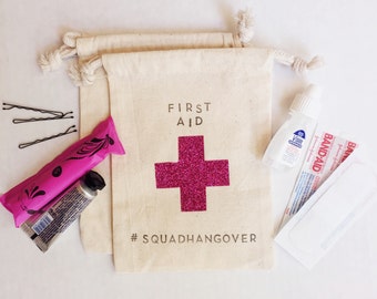 Glitter Hangover Kit Bag- w/Custom top & bottom- 5x7 Hangover Bag kit-Bachelorette Party Favor- Hangover Kit Bags-DIY Bag-Wedding Hangover