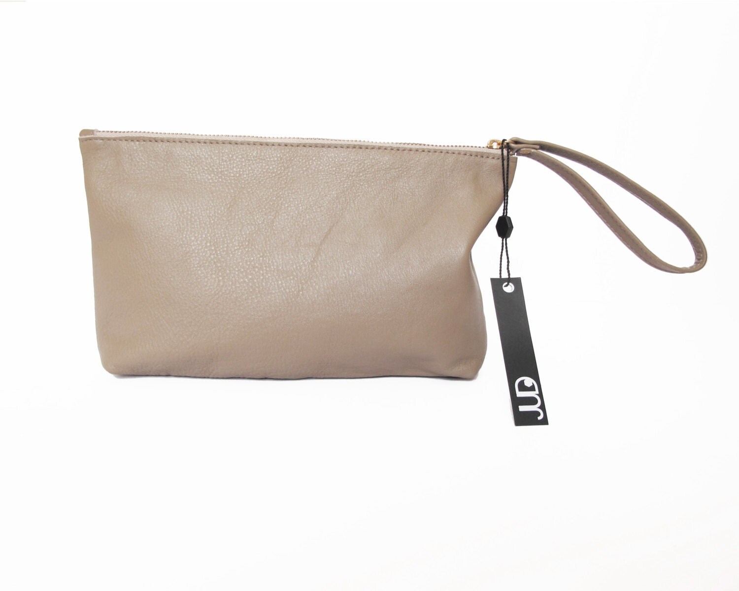Tan leather clutch bag SALE leather wristlet purse cash by JUDtlv