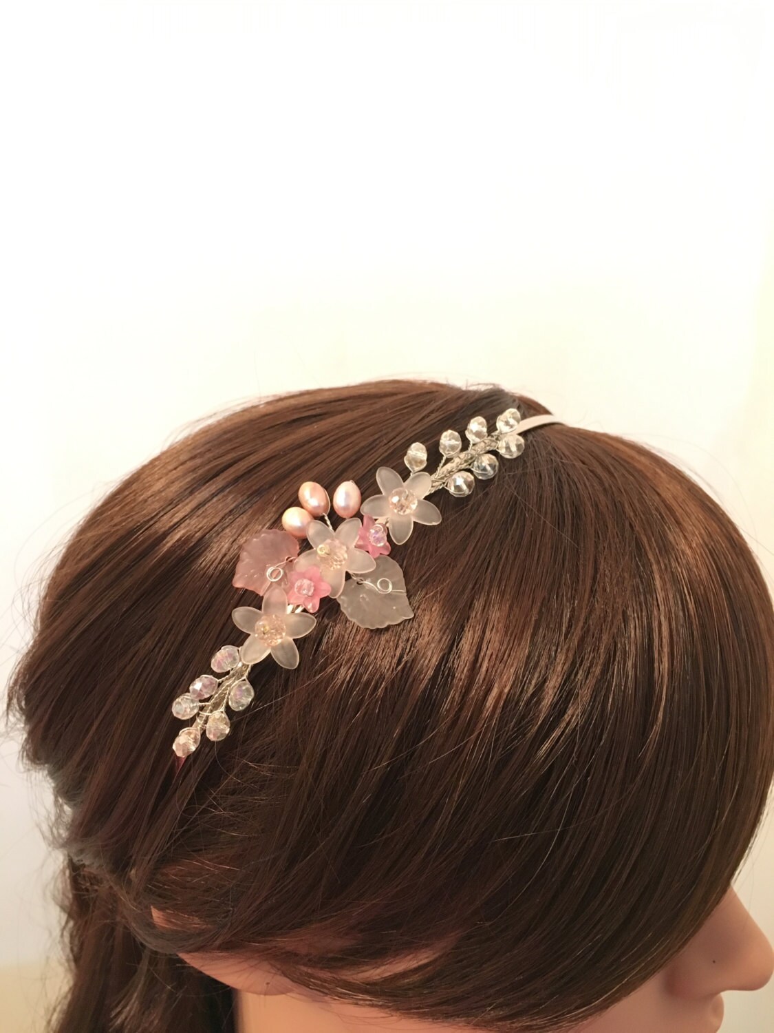 Flower girl headband flower girl headpiece flower by FlowerRainbow