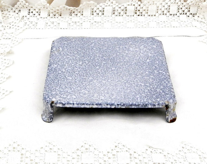 Antique French White Square Granite Enameled Metal Trivet, Heat Mat, Cottage Kitchenware, French Country Decor, Retro Brocante Kitchenailia Antique French White Square Granite Enameled Metal Trivet, Heat Mat, Cottage Kitchenware, French Country Decor, Retro Brocante Kitchenailia