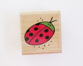Lady Bug Papercraft Rubber Stamp Carved Wood Mount Destash Spring Supply Scrapbooking Collage Stamping Supply Stampabilities Planner Supply