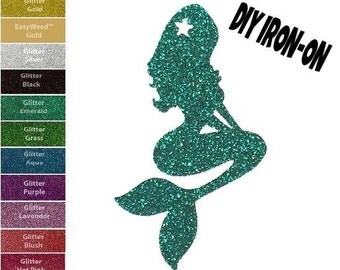 Diy MERMAID IRON ON, Vinyl Applique, Logo, Decal, Shirt, Tank, Party Favor, Kids, Toddler, Child, Adult, Clothing Accessory, Patch, Transfer