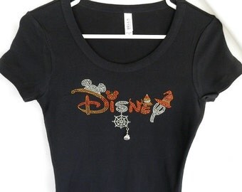 Rhinestone Disney Halloween T-Shirt With A Removable Pumpkin Charm Or Choose From 7 Charms See Second Picture Disney Halloween Apparel